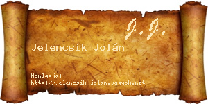 Jelencsik Jolán névjegykártya